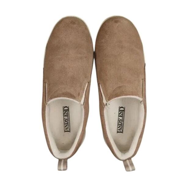 Lands End Shoes Womens 8 Slip On Casual Sneaker Suede Leather Brown Comfort Walk - Picture 11 of 13